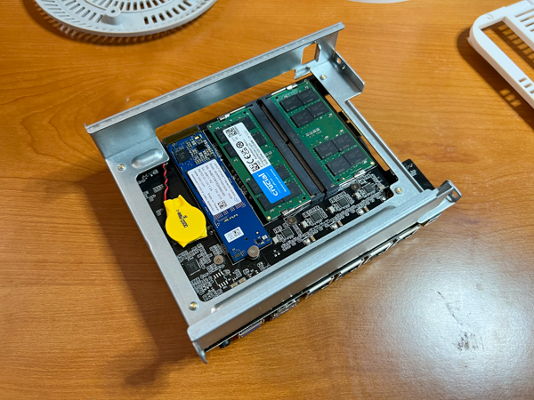 RAM and NVMe SSD installed in the Topton N1 NAS