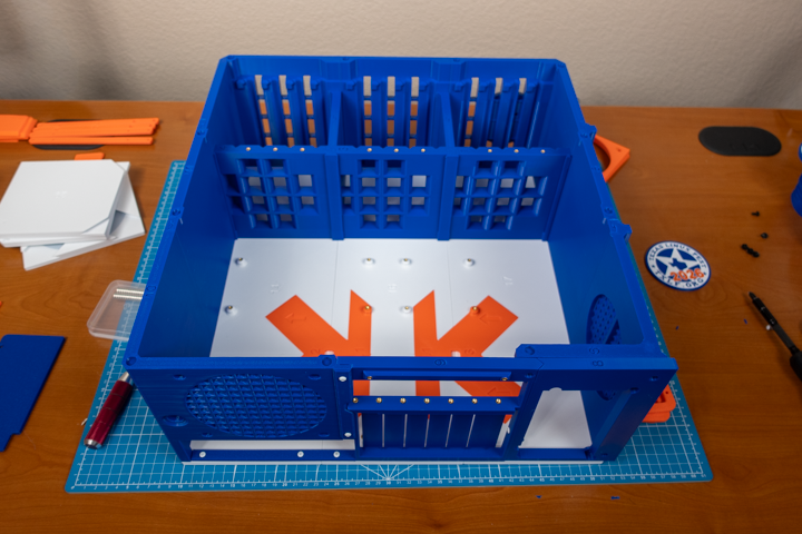 A different angle of the assembled 12-bay NAS case.