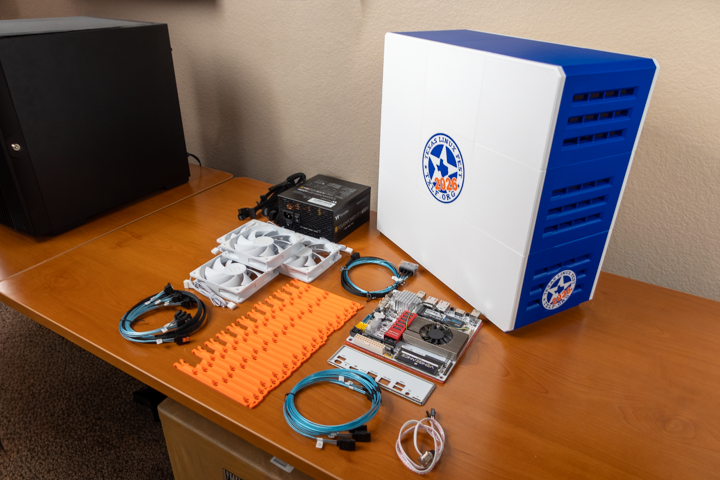 Another shot of all the DIY NAS: TXLF 2026's hardware.