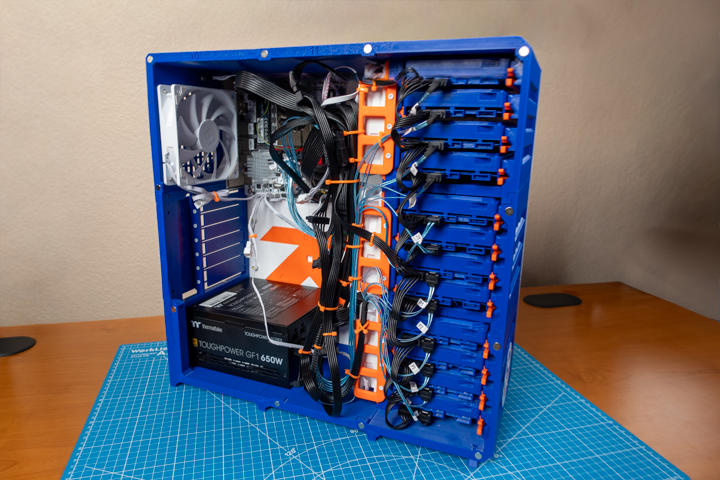 Fully-assembled DIY NAS: TXLF 2026 with 12 3D-printed HDD models #1.